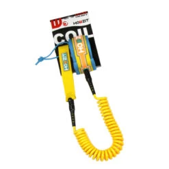 LEASH DE SUP HOWZIT COIL JAUNE/BLEU 9' -Kayak Libre Magasin leash de sup howzit coil jaune bleu 9 1 6
