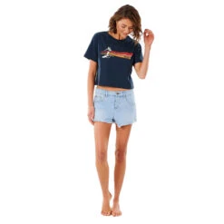 T-SHIRT RIP CURL GOLDEN STATE CROP BLEU MARINE FEMME -Kayak Libre Magasin t shirt rip curl golden state crop bleu marine femme 4