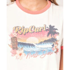 T-SHIRT RIP CURL TIKI RINGER BEIGE FEMME -Kayak Libre Magasin t shirt rip curl tiki ringer beige femme 4